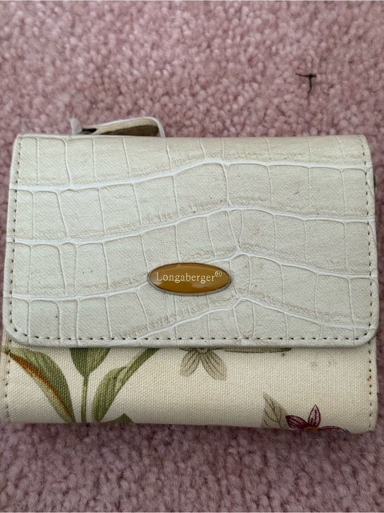 Longaberger Handbags - Longaberger Cream Croc-Embossed Floral Accent Wallet